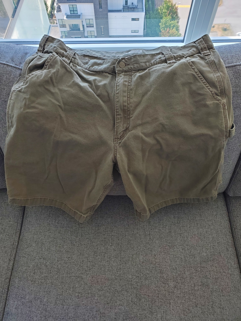 Carhartt Men's Olive/Tan Flat Front Work Shorts